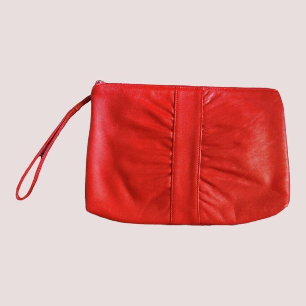 *VINTAGE Women's Small Red Clutch Strapless Handbag Purse